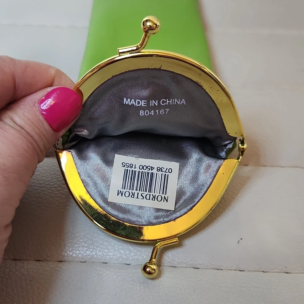 Kate Spade Green Leather Kiss Lock Eyeglass Case Wink Wink 804167